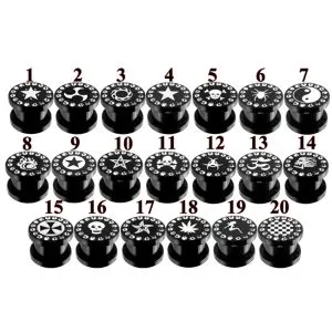 Blackline UV Jeweled Ear Flesh Tunnel With Logo
