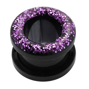 Blackline UV Glitter Ear Flesh Tunnel Body Jewelry