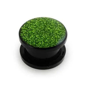 UV Green Color Glitter Screw Fit Ear Flesh Tunnel