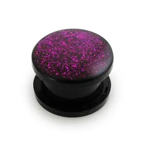 UV Pink Glitter Screw Fit Ear Flesh Tunnel Stretcher