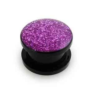 UV Purple Glitter Screw Fit Ear Flesh Tunnel