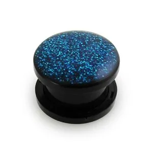 UV Blue Glitter Screw Fit Ear Flesh Tunnel