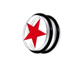 UV Fancy Red Star Ear Plug with 'O' Ring EAR908