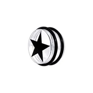 UV Fancy Black Star Ear Plug with 'O' Ring EAR909