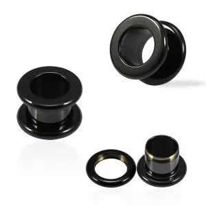 Black Anodized Externally Threaded 10mm Screw Fit Basic Flesh Tunnel