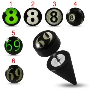 UV & Surgical Steel Number Logo Fake Ear Plug