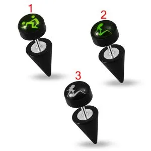 UV Acrylic Dirty logo Top with Surgical Steel Rod and UV Cone Fake Ear Plug 