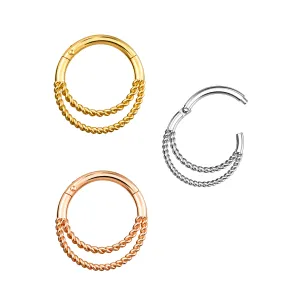 Elegant 925 Sterling Silver Double Layer Segment Clicker Ring