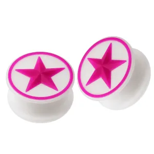 Embossed Fuchsia Star Silicone Ear Plug