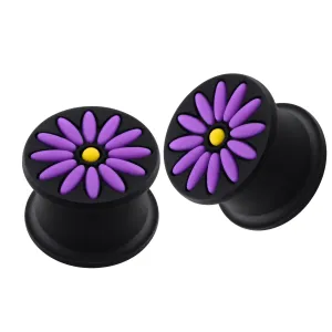 Embossed Purple Flower Color Changing Silicone Ear Plug