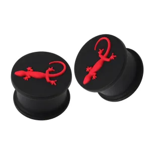 Embossed Red Gecko Silicone Ear Plug