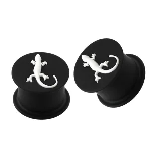 Embossed White Gecko Silicone Ear Plug