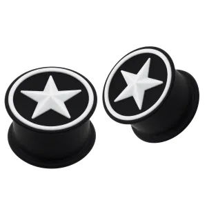Embossed White Star Silicone Ear Plug