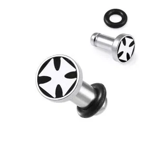 316L Surgical Steel Irish Cross Disc Ear Plug with 'O' Ring  Single Flare Gauge
