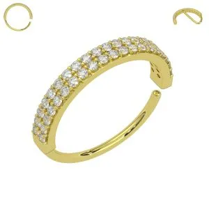 Double Line CZ Jeweled 316L Surgical Steel Bendable Flexy Cartilage Ear Piercing