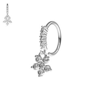 CZ Jeweled Hanging Flower 316L Surgical Steel Bendable Flexy Cartilage Ear Piercing