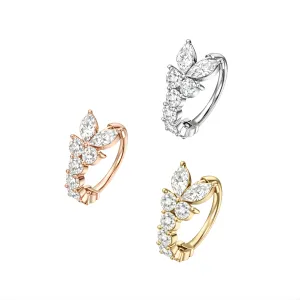 316L Surgical Steel CZ Jeweled Butterfly Open Hoop Ring