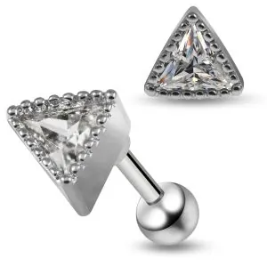 316L Surgical Steel Triangle CZ Stone Tragus helix Cartilage piercing