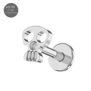 G23 Grade Titanium Skull Design Internally Threaded Top With Flat Back Labret