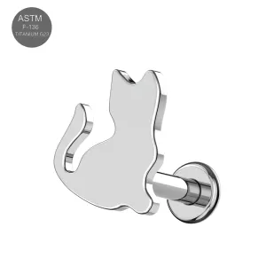 Flat Back Stud With Cat Top Implant Grade Titanium Internally Threaded Labret