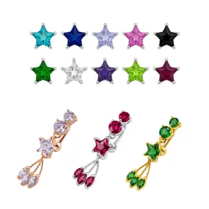 Fancy Black Jeweled Reverse Dangling Belly Ring