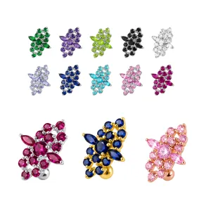 Fancy CZ Jeweled Reverse Silver Belly Ring