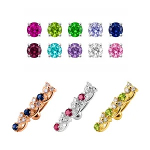 Fancy Green Gems Dangling Reverse Banana Bar Navel Ring Body Jewelry