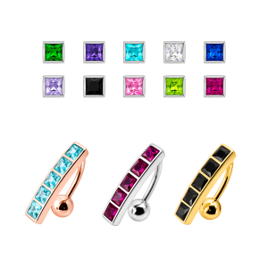 Fancy Jeweled Non-Moving Belly Ring Reverse Body Jewelry 