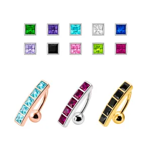 Fancy Jeweled Non-Moving Belly Ring Reverse Body Jewelry 