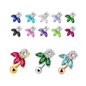 Fancy Jeweled Silver Reverse Belly Ring PBN0599