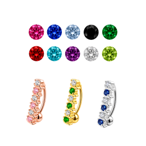 Fancy Multi Color Stones Non-Moving Reverse Banana Navel Ring