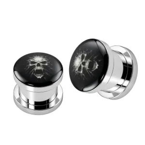 Fancy Mummy Skull Logo With SS Screw Fit Ear Tunnel