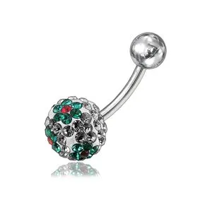 Green Flower Crystal stone Navel Ring FDBLY054