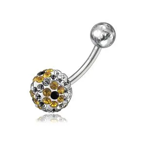 Yellow Crystal Stone SS Bar Banana Curved Navel Ring FDBLY057