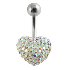 Crystal Stone Heart Navel Belly Ring