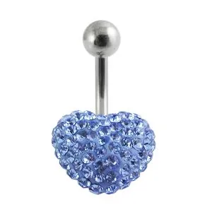 preciosa Crystal stone Heart Curved Navel Ring