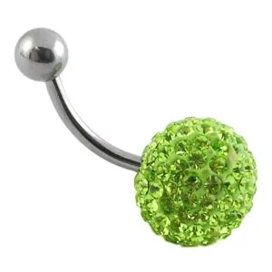 Light Green Crystal stone ball With banana Belly Ring