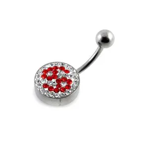 Number Logo In Crystal stone With Banana Cuved Navel Ring