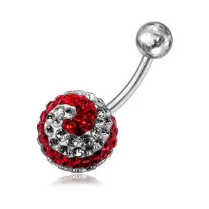 Blue And White Layer Crystal Studded With Belly Button Ring