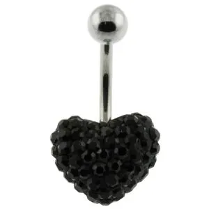 Fancy Color Crystal stone Single Heart Navel SS Banana Ring 