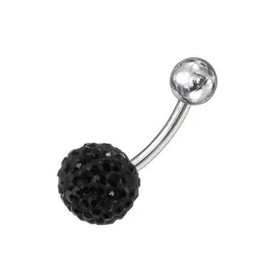 Beauty In Black Crystal stone Belly Navel Ring Body Jewelry FDBLY252 