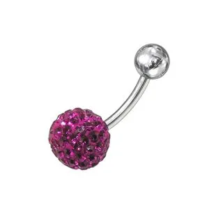 Pink Crystal stone Jeweled With 316L SS Banana Belly Ring body Jewelry