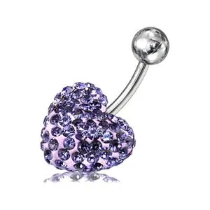 Glitter Blue Crystal stone Heart Navel Body Jewelry Ring FDBLY279 