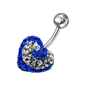 Crystal stone Royal Blue Color Heart Navel Barbell Ring