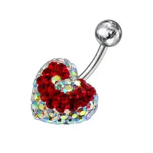 Crystal stone Heart Belly Banana Barbell Ring FDBLY283