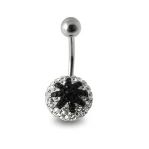 Black Star Fish Crystal Stone Star Banana Bar Belly Ring 