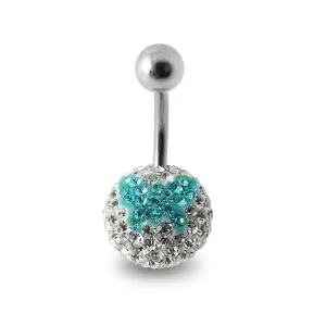 Silver Butterfly Crystal Stone SS Belly Ring 