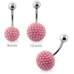 Tiny Pink Pearl balls Navel belly Banana