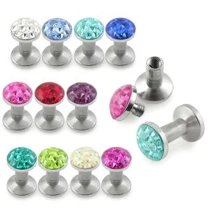 SS Screw Fit Crystal Ear Flesh Tunnel