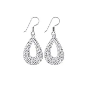 Sterling Silver Crystal Hollow Tear drop Earring